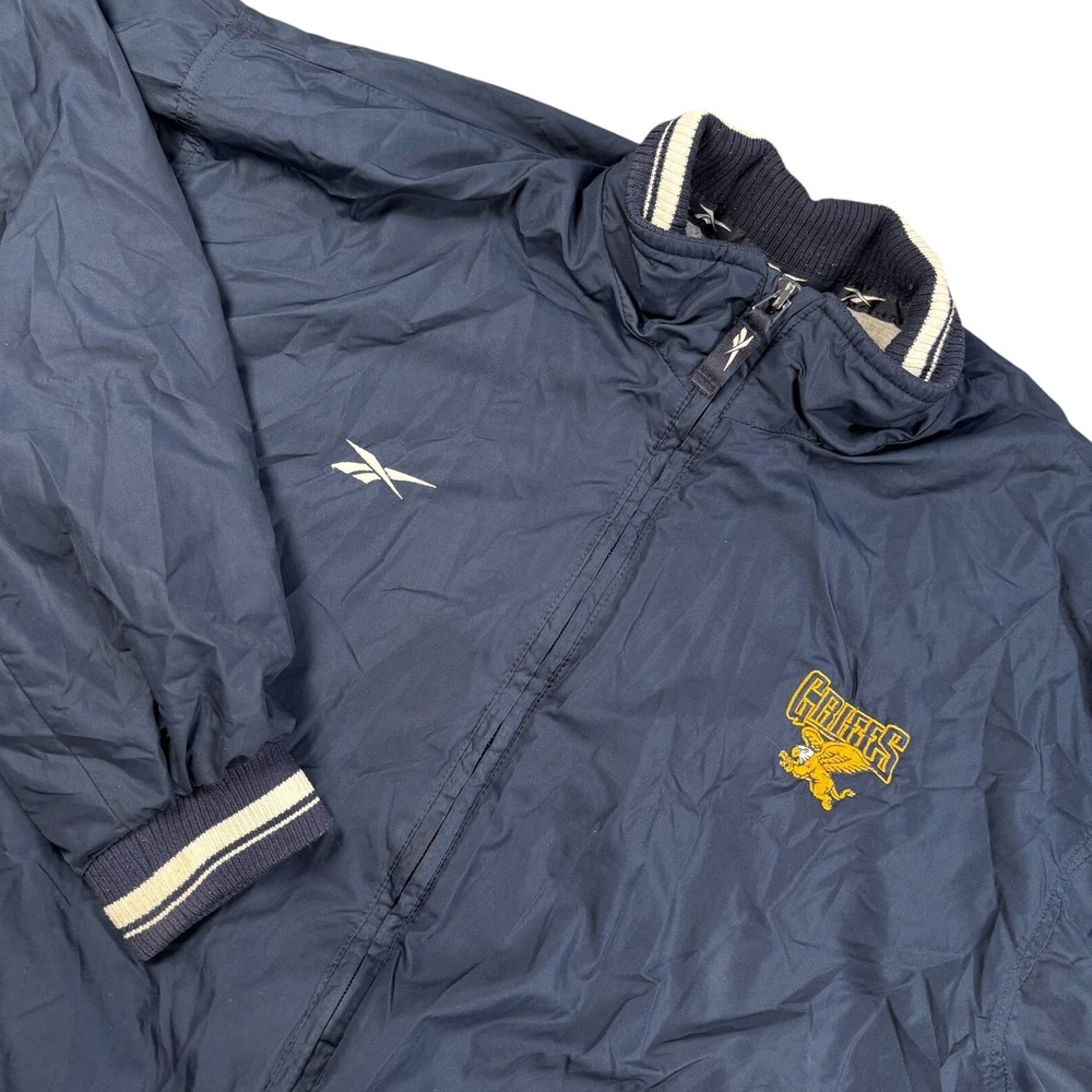 VTG Reebok Navy Blue Lined Full Zip Track Windbreaker Jacket Griffs Size M Rare!